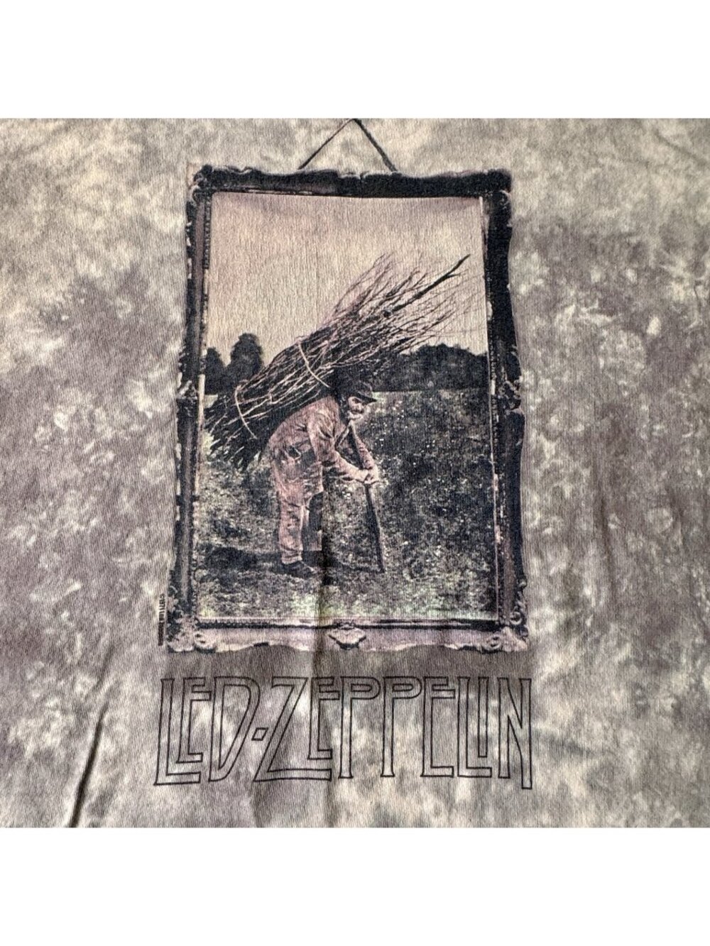 Vintage Liquid Blue Led-Zeppelin IV T-Shirt Man with Sticks Tie Dye Grey 1990s L - Picture 2 of 9